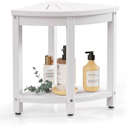 Waterproof HIPS Corner Shower Stool for Inside Shower, 17.2"H, White