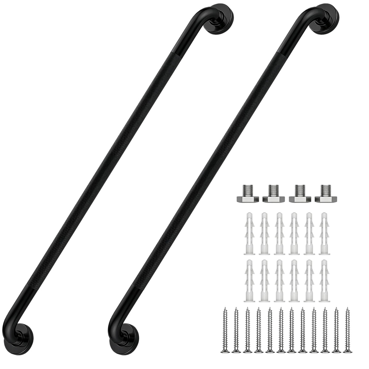 16 Inch Grab Bars 1.25" Dia,2 Pack Brushed Nickel 304 Stainless Steel Bathroom Grab Bar,Anti Slip Knurled Safety Bar,Wall Mount Handicap Grab Bars,Support Handrail for Seniors Elderly Injury