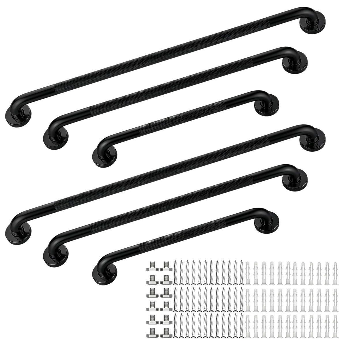 16 Inch Grab Bars 1.25" Dia,2 Pack Brushed Nickel 304 Stainless Steel Bathroom Grab Bar,Anti Slip Knurled Safety Bar,Wall Mount Handicap Grab Bars,Support Handrail for Seniors Elderly Injury