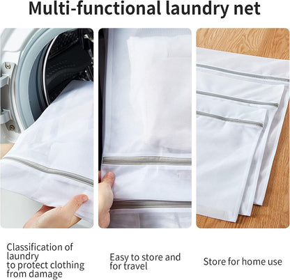 10 Pack Mesh Laundry Bags for Delicates with Non Rust Zipper- MDSXO White Laundry Bags Mesh Wash Bags, Easy Fit Bra, Sock,Lingerie,Sneaker,Baby Laundry for Washing Machine Travel Storage[1XL/3L/3M/3S]