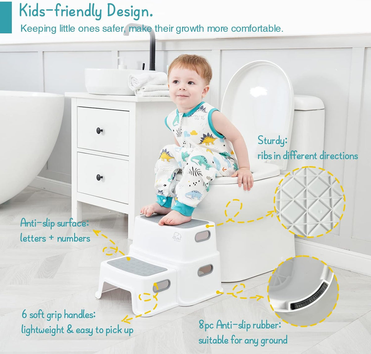 Forbena Toddler Step Stool for Bathroom Sink, 2 Step Stool for Kids Toilet