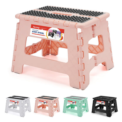 ACSTEP Folding Step Stool 9 Inch, Non-Slip Foldable Stools for Kids, Black