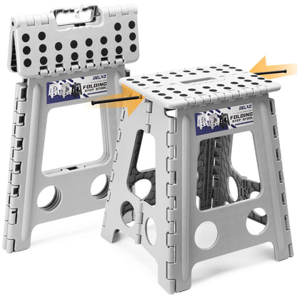 Delxo Folding Step Stool 13 Inch,300 Lbs Step Stool for Adults Black