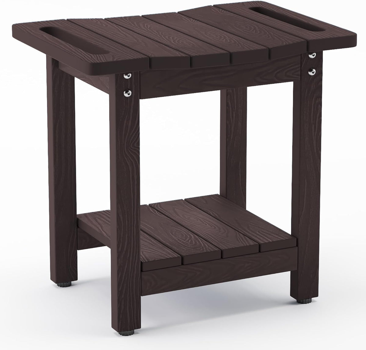 LUE BONA HDPS Shower Benches for Inside Shower, Gray Shower Stool for Shaving Legs with Shelf, Waterproof Shower Chair Seat for Spa Bathroom, Weather Resistant/Non-Slip/Handles/Indoor or Outdoor Use