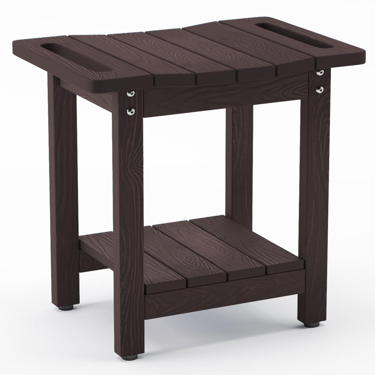 LUE BONA HDPS Shower Benches for Inside Shower, Gray Shower Stool for Shaving Legs with Shelf, Waterproof Shower Chair Seat for Spa Bathroom, Weather Resistant/Non-Slip/Handles/Indoor or Outdoor Use