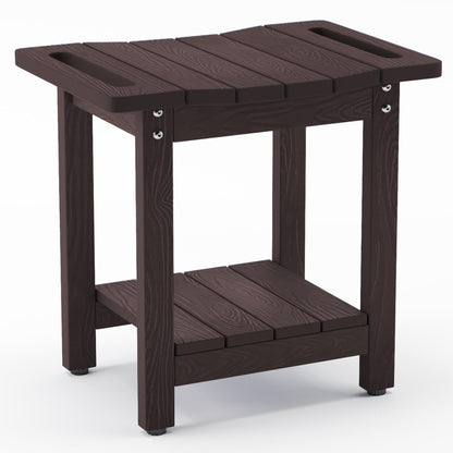 LUE BONA HDPS Shower Benches for Inside Shower, Gray Shower Stool for Shaving Legs with Shelf, Waterproof Shower Chair Seat for Spa Bathroom, Weather Resistant/Non-Slip/Handles/Indoor or Outdoor Use