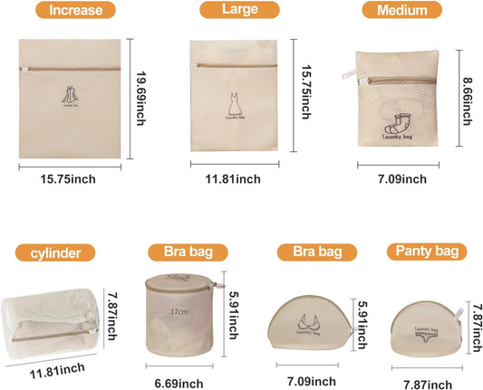 Mesh Laundry Bags Set, 7 Pack Delicates Wash Bags with Zipper Closure, Washing Machine Laundry Net Bags for Clothes, Bras, Socks and Sweaters