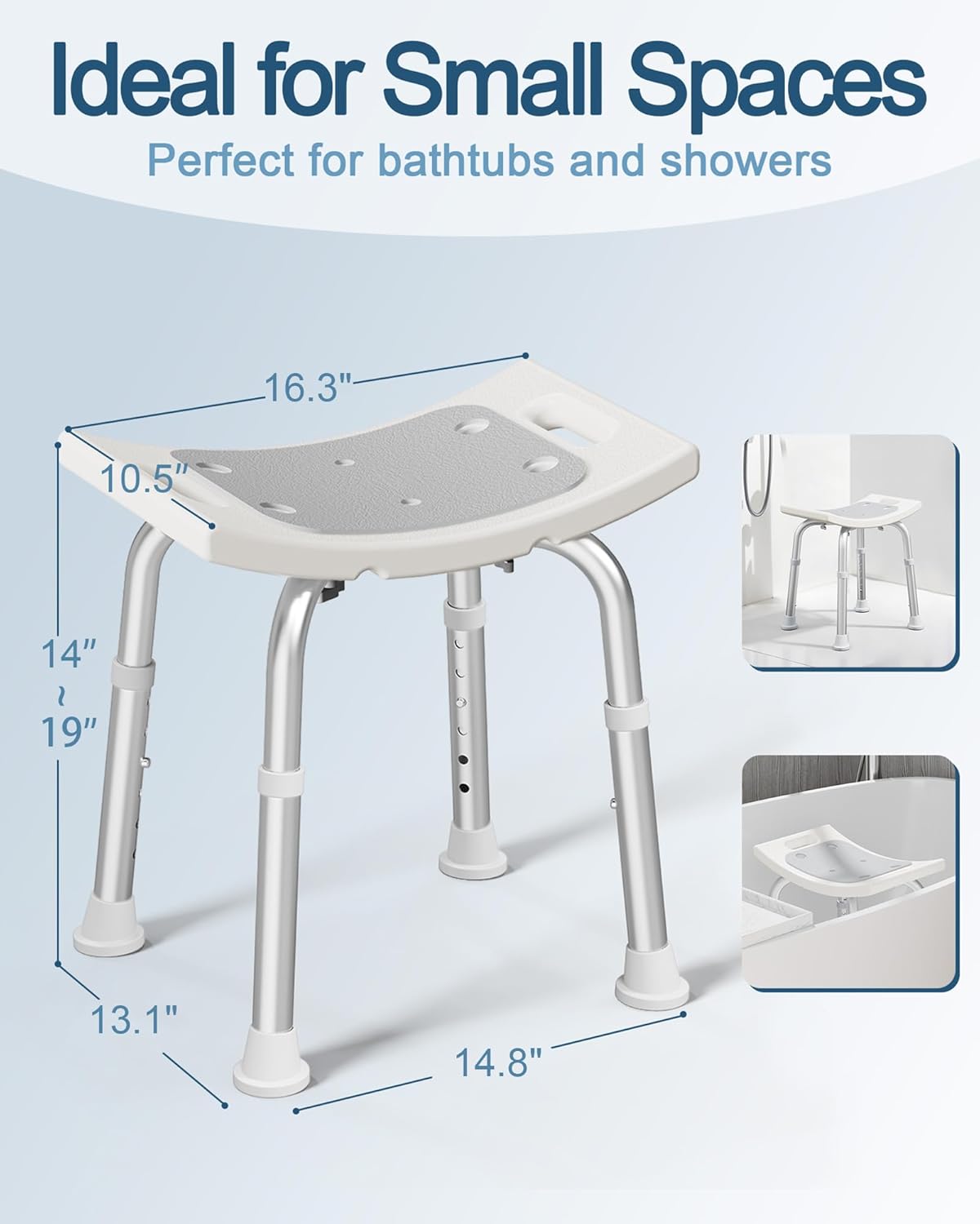 HOMLAND Shower Chair for Inside Shower, Adjustable Height Shower Stool
