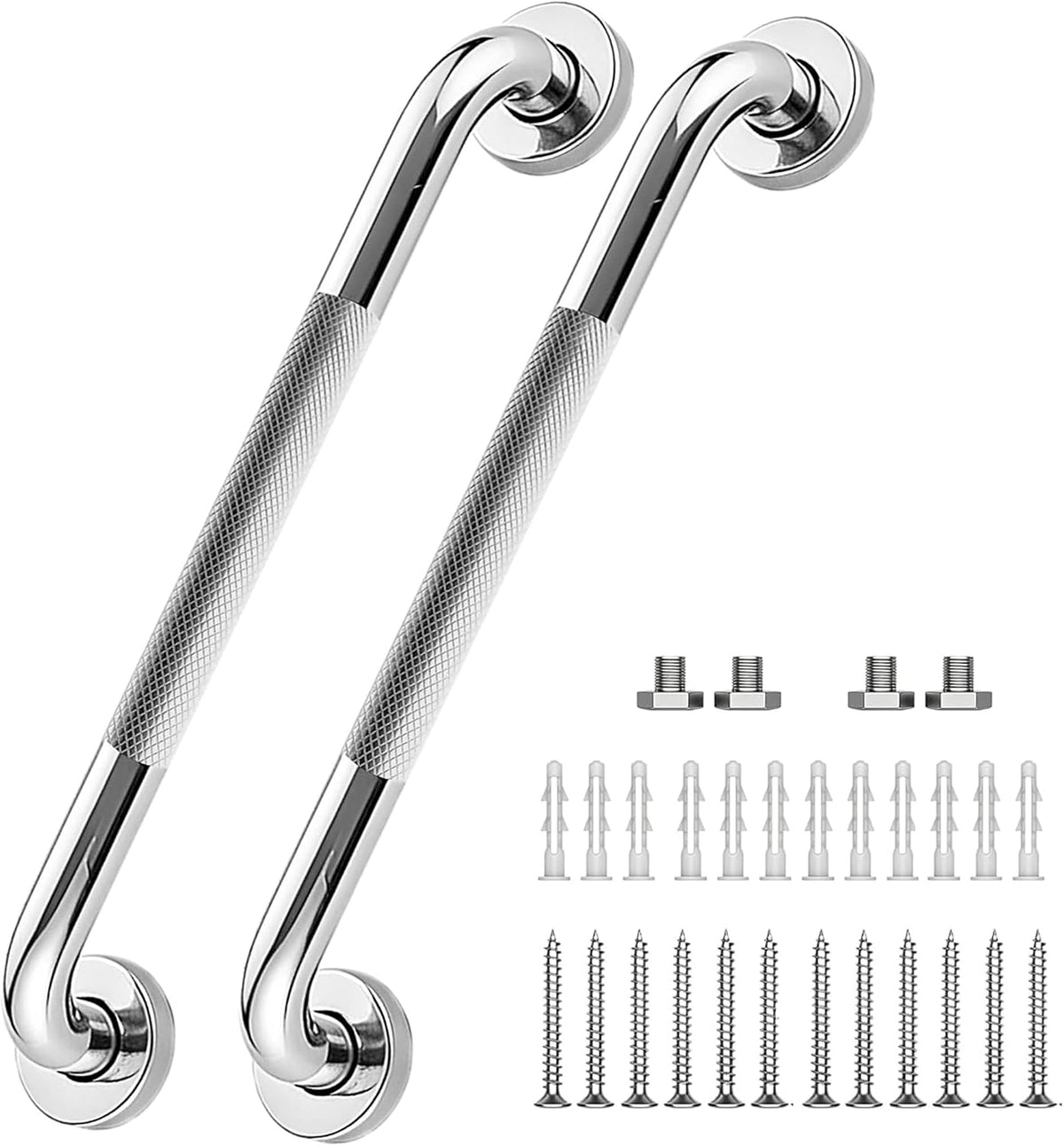 16 Inch Shower Grab Bars, 2 Pack Chrome Safety Bars 1.25" Dia