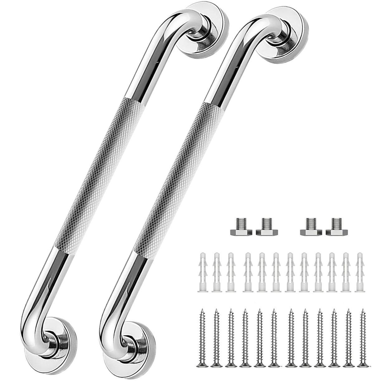 16 Inch Shower Grab Bars, 2 Pack Chrome Safety Bars 1.25" Dia