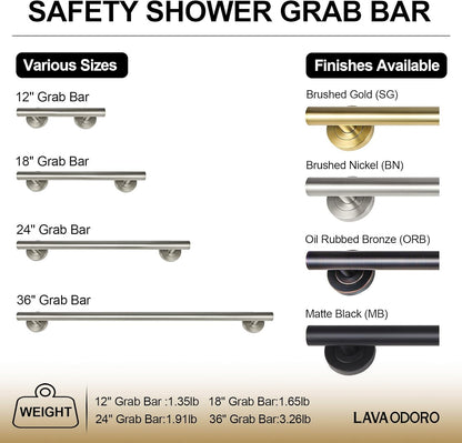 Lava Odoro Shower Safety Bar for Seniors Disabled, 3-Pack Shower Grab Bar