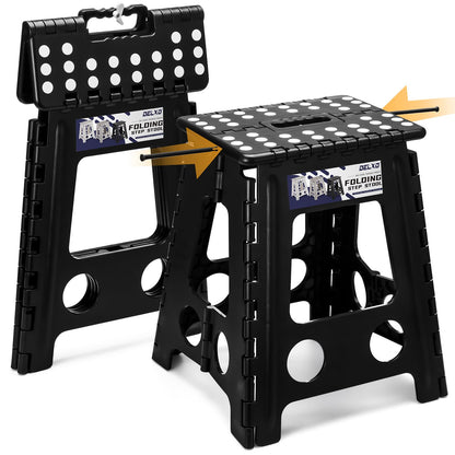 Delxo Folding Step Stool 13 Inch,300 Lbs Step Stool for Adults Black
