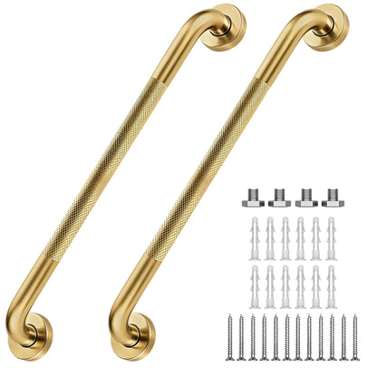 16 Inch Grab Bars 1.25" Dia,2 Pack Brushed Nickel 304 Stainless Steel Bathroom Grab Bar,Anti Slip Knurled Safety Bar,Wall Mount Handicap Grab Bars,Support Handrail for Seniors Elderly Injury
