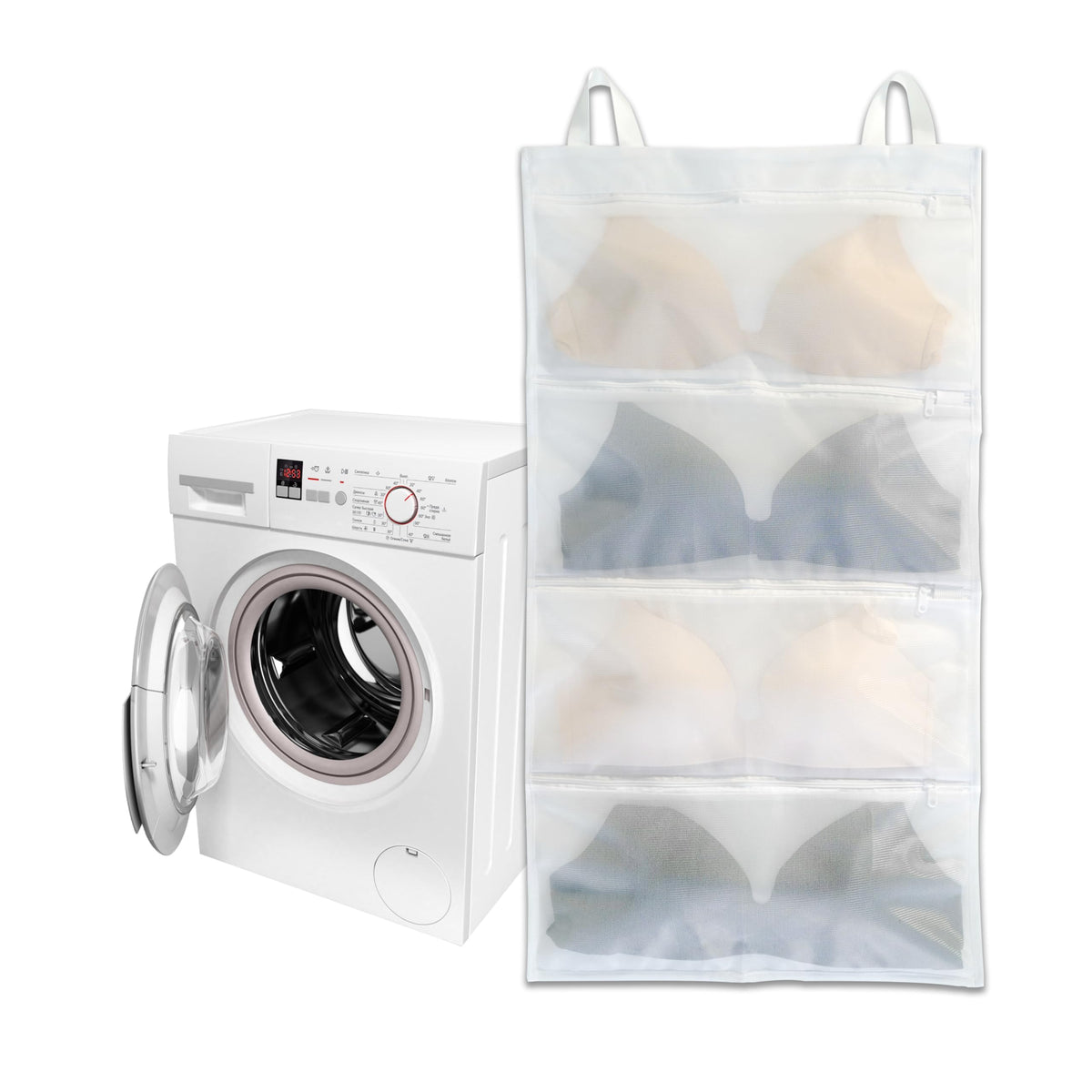 Bra bags for laundry, 1 Pack – Holds 4 A–D Cups, 4-in-1 Cleans, Dries, Stores & Dust-Proof, Bra Washing Bags for Laundry Experience better than a single washing net