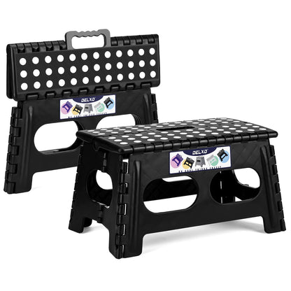 Delxo Folding Step Stool 13 Inch,300 Lbs Step Stool for Adults Black