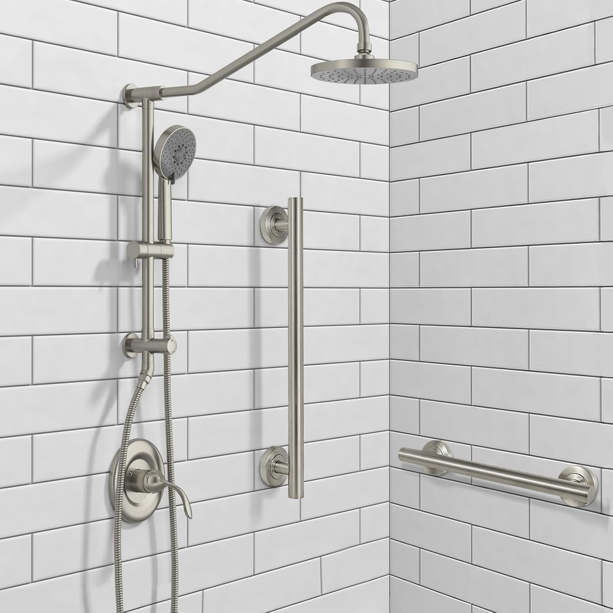 Lava Odoro Shower Safety Bar for Seniors Disabled, 3-Pack Shower Grab Bar