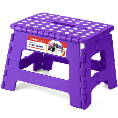 ACSTEP Folding Step Stool 9 Inch, Non-Slip Foldable Stools for Kids, Black