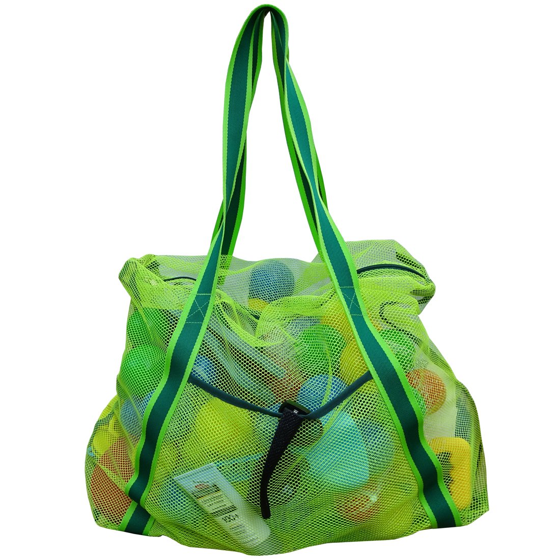 Leberna Large Beach Bag with Zipper Lightweight Beach Toy Bag Mesh Bag for Swimming Pool Sand Toys
