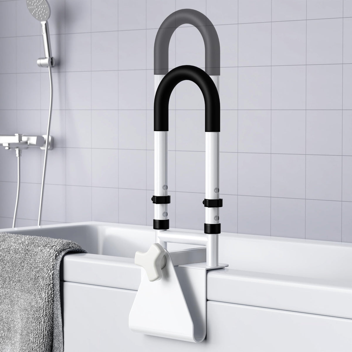 Bathtub Safety Rail, Bathtub Handle Grab Bar with Non-Slip Grip for Seniors, Elderly, Fits 3.1 to 6.7 Inch Tub Walls, Supports 300 lbs