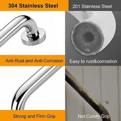 Grab Bars for Shower, 16 Inch Anti Slip Shower Handles for Senior, Safety Bathroom Shower Grab Bar, 304 Stainless Steel Handicap Grab Bars, Elderly Bathtub and Toilet Assist