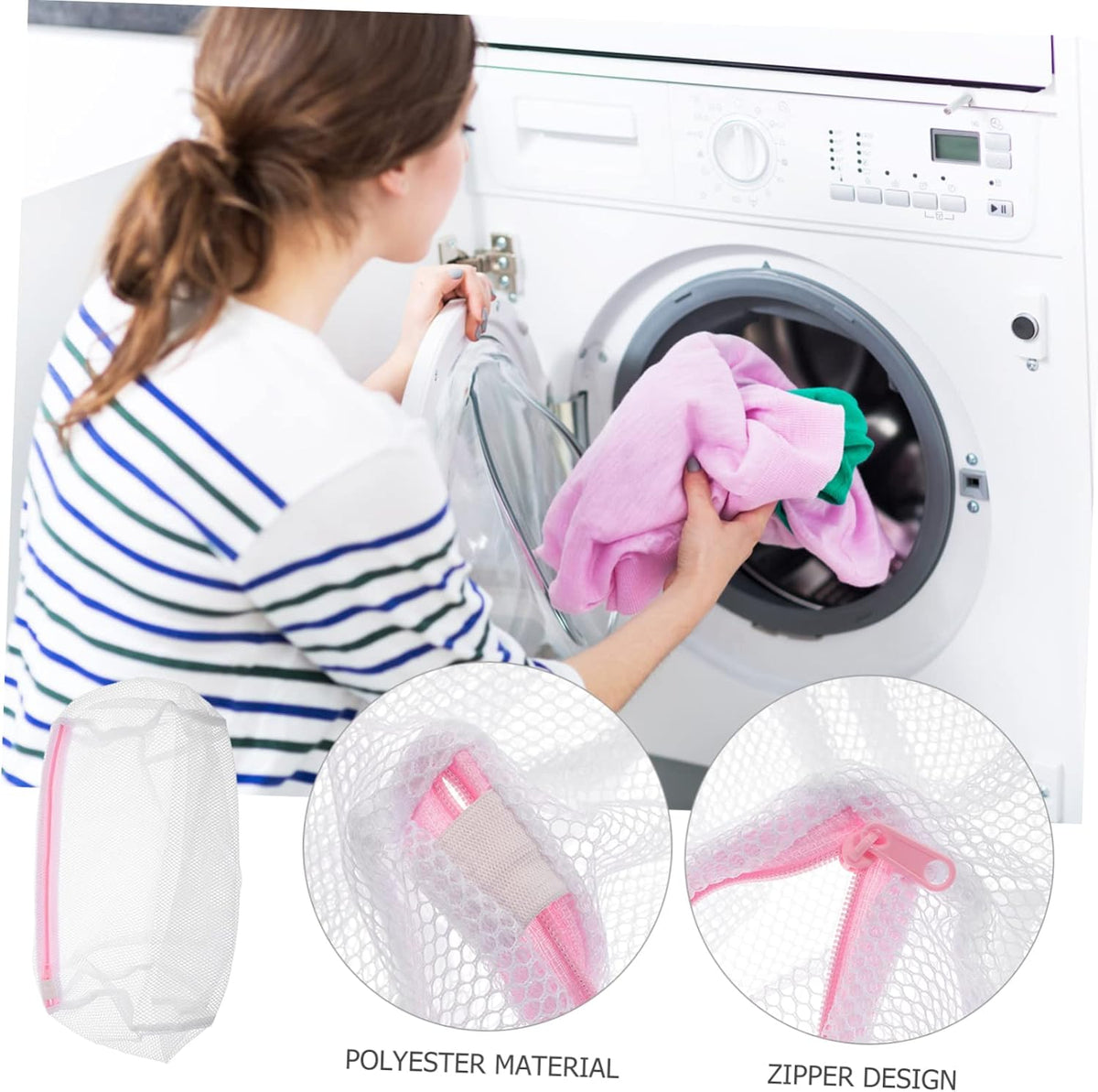 HEALLILY 5-piece Set Cylinder Mesh Laundry Bags for Washing Machine