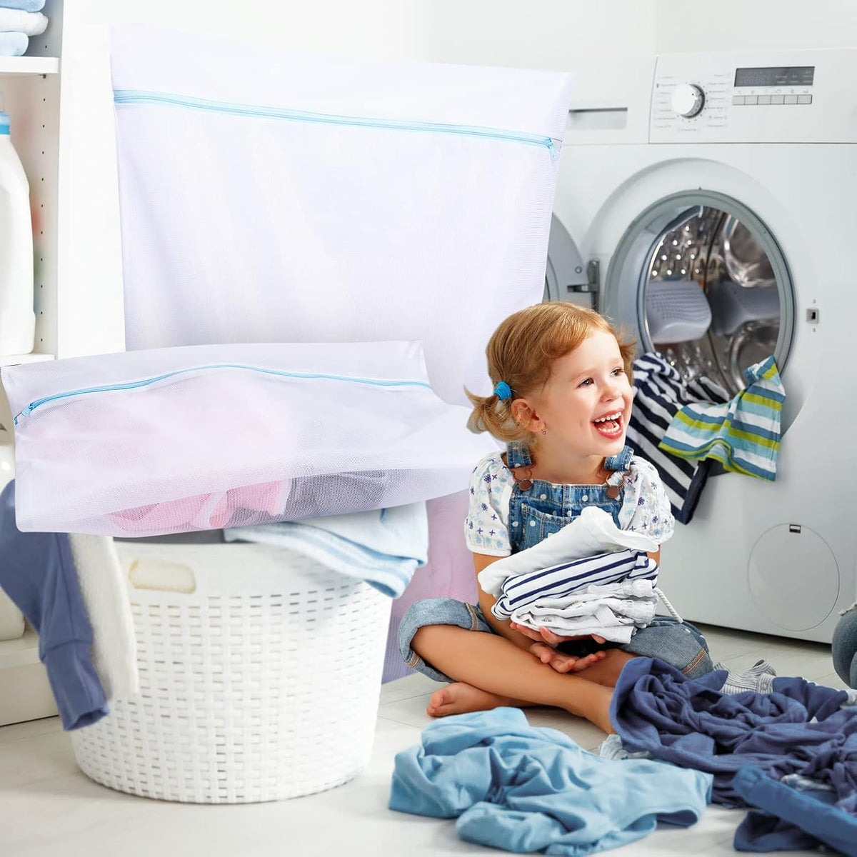 Windyun 4 Pcs Jumbo Mesh Laundry Bags, Large Zippered Dryer Wash Bags