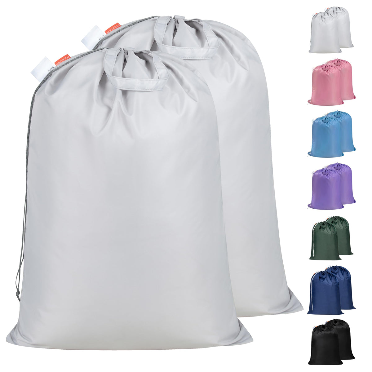 Polecasa 2 Pack Extra Heavy-Duty Laundry Bag with Handles, Black, 28x36"