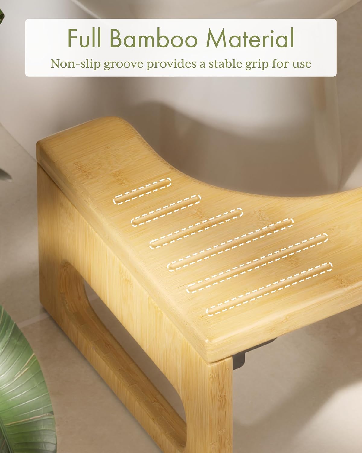 AmazerBath 7 Inches Bamboo Toilet Stool Squat for Adult, Foldable Squatting Potty Stools for Bathroom, 0.79" Thickness Poop Stool with Non-Slip Strip, Space-Saving, No Assembly Required, Natural Color