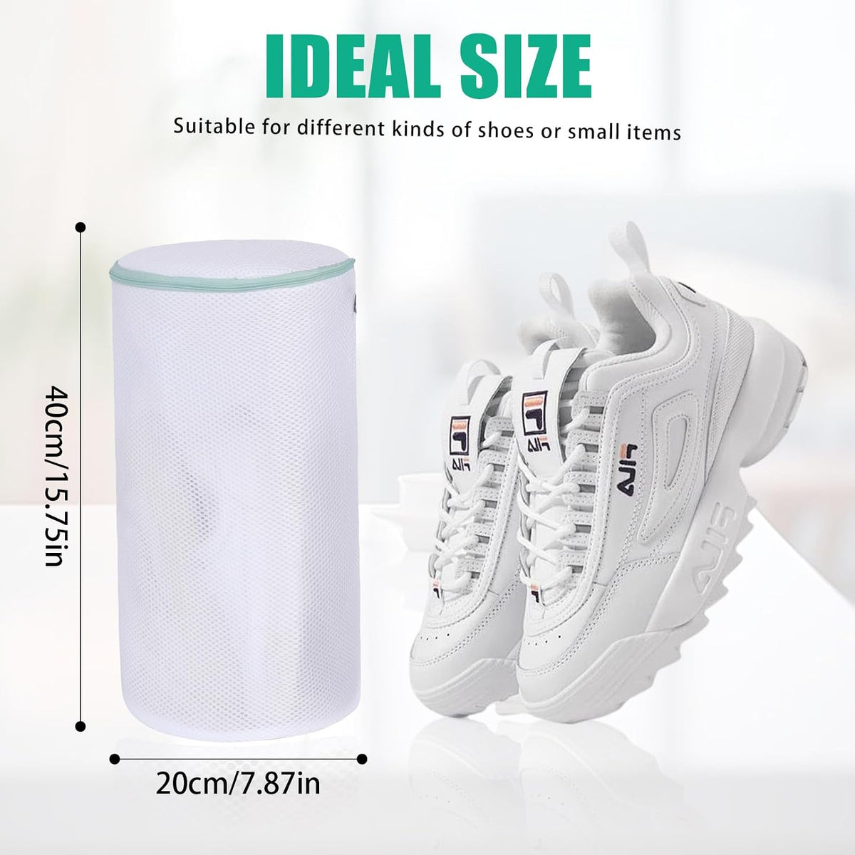 Shoe Washing Machine Bag, Large Mesh Laundry Bag for Sneakers, 8x15", 2Pcs