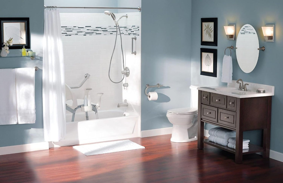 Moen LR2350DBN Bathroom Safety 24-Inch Grab Bar with Convenient Towel Bar, Brushed Nickel