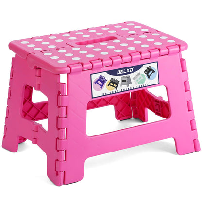 Delxo Folding Step Stool 13 Inch,300 Lbs Step Stool for Adults Black