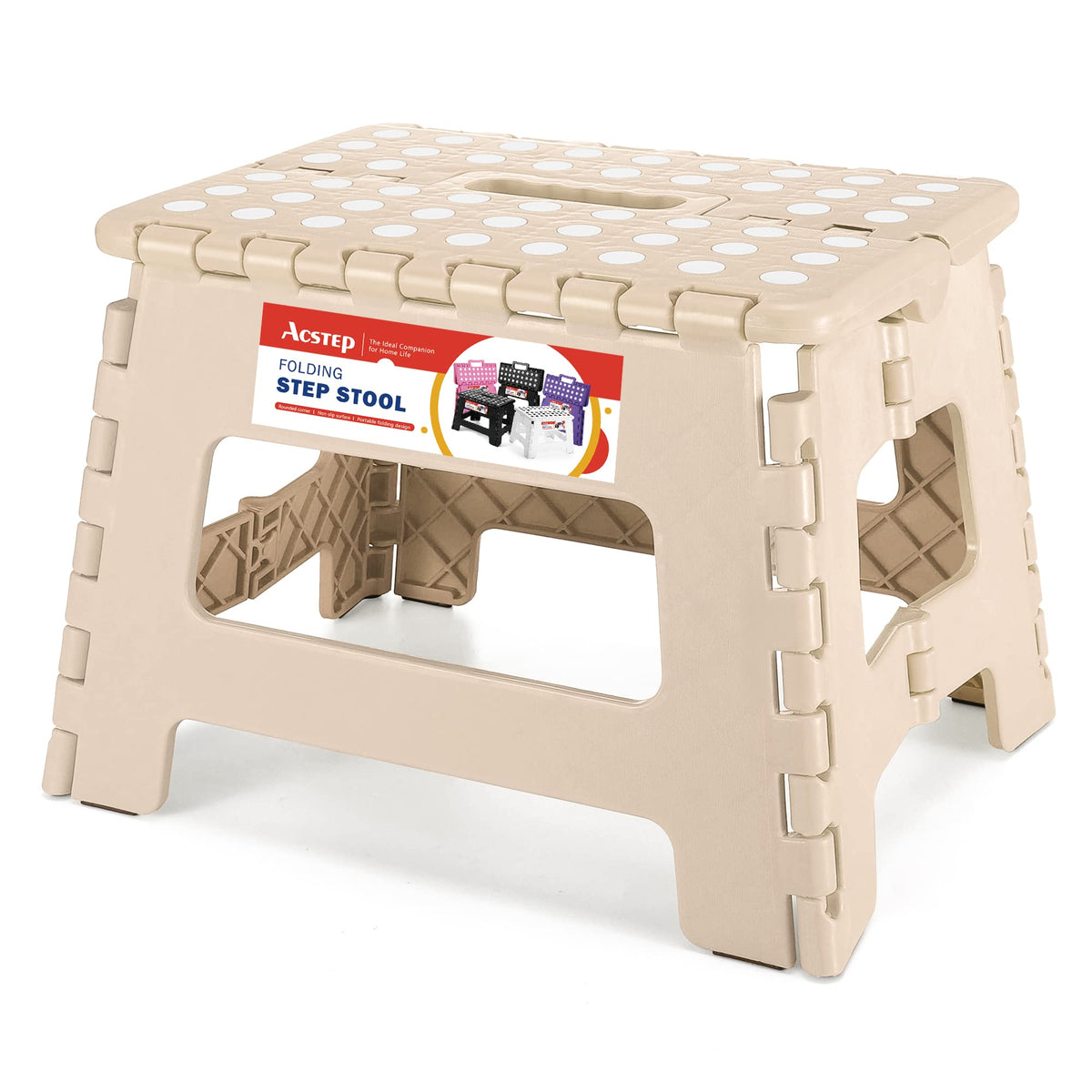 ACSTEP Folding Step Stool 9 Inch, Non-Slip Foldable Stools for Kids, Black