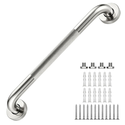 16 Inch Grab Bars 1.25" Dia,2 Pack Brushed Nickel 304 Stainless Steel Bathroom Grab Bar,Anti Slip Knurled Safety Bar,Wall Mount Handicap Grab Bars,Support Handrail for Seniors Elderly Injury