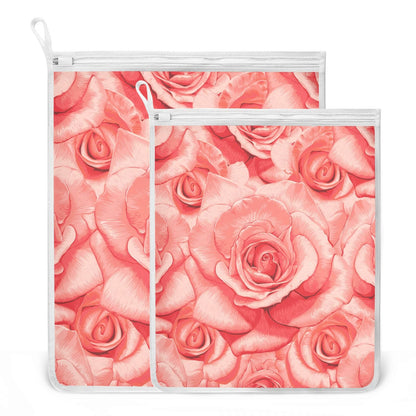Mesh Laundry Bags Lingerie Bags for Washing Delicates 2 PCS Durable Wash Bag with Zipper Small and Medium Washable Gradient Pink Leopard Print