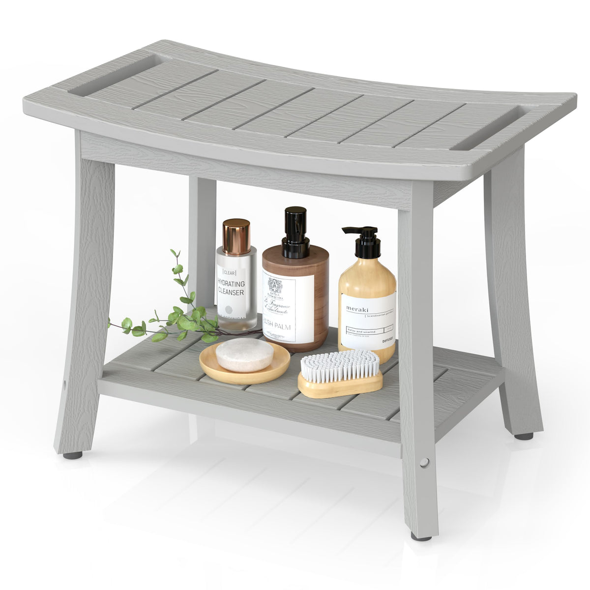 Waterproof HIPS Shower Bench for Inside Shower, Shower Stool, Grey