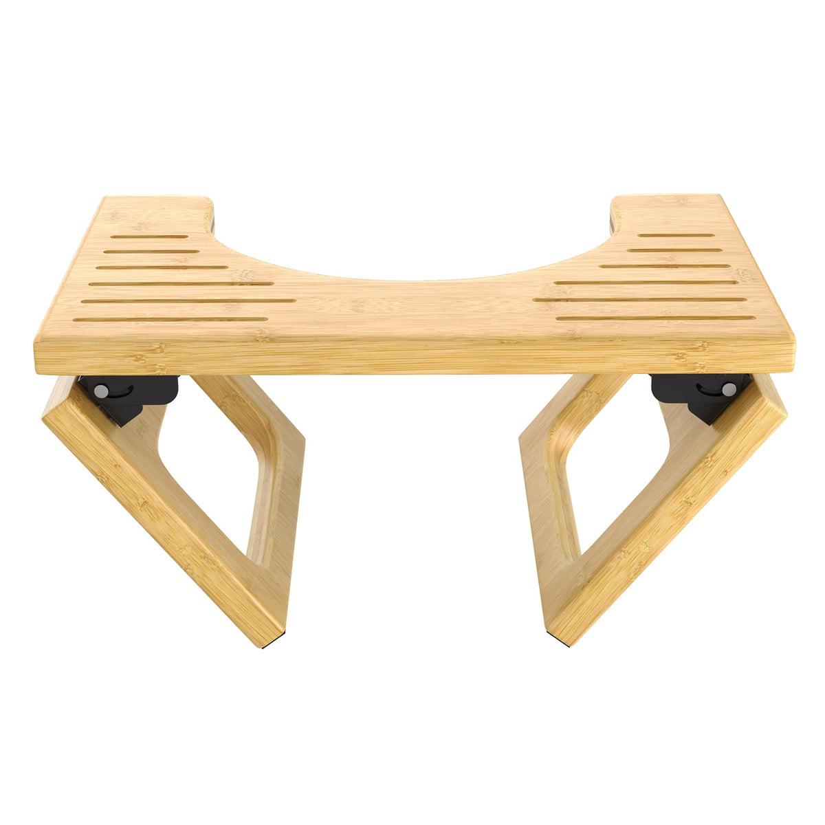 AmazerBath 7 Inches Bamboo Toilet Stool Squat for Adult, Foldable Squatting Potty Stools for Bathroom, 0.79" Thickness Poop Stool with Non-Slip Strip, Space-Saving, No Assembly Required, Natural Color