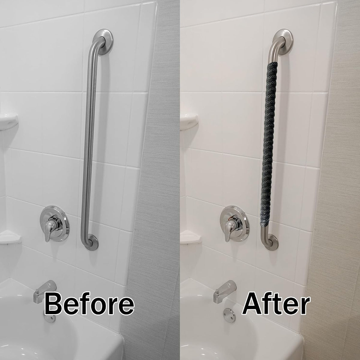 Grab Bars Non-Slip Tape for Bathtubs and Showers - Stainless Steel Bars Anti Slip Tape for Bathroom, Walls, Rail Handrail Covers for Seniors, Elderly, Handicap