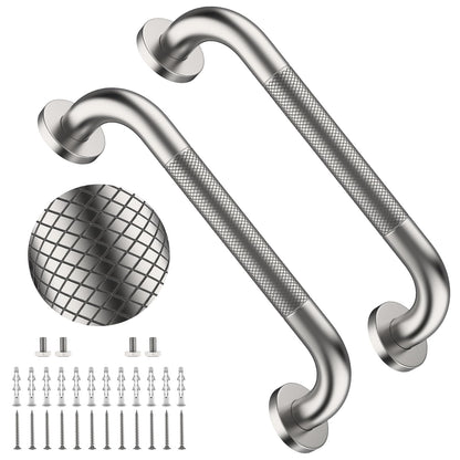 2 Pack 24 Inch Polished Chrome Anti Slip Knurled Shower Grab Bar