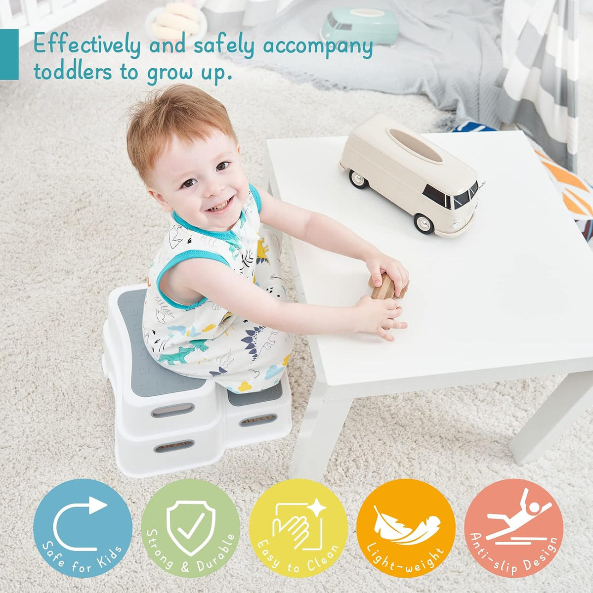 Forbena Toddler Step Stool for Bathroom Sink, 2 Step Stool for Kids Toilet