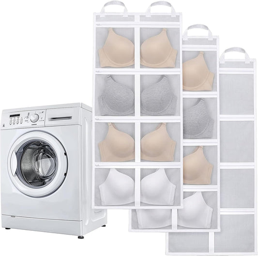 3-Pack Bra Laundry Bags for Washing Machine | Extra Large 39" x 16" | Holds 12 Bras (A-D Cups), 4-in-1 Wash, Dry, Store & Dust-Proof Mesh Bags for Delicates, Lingerie Care & Travel Accessories