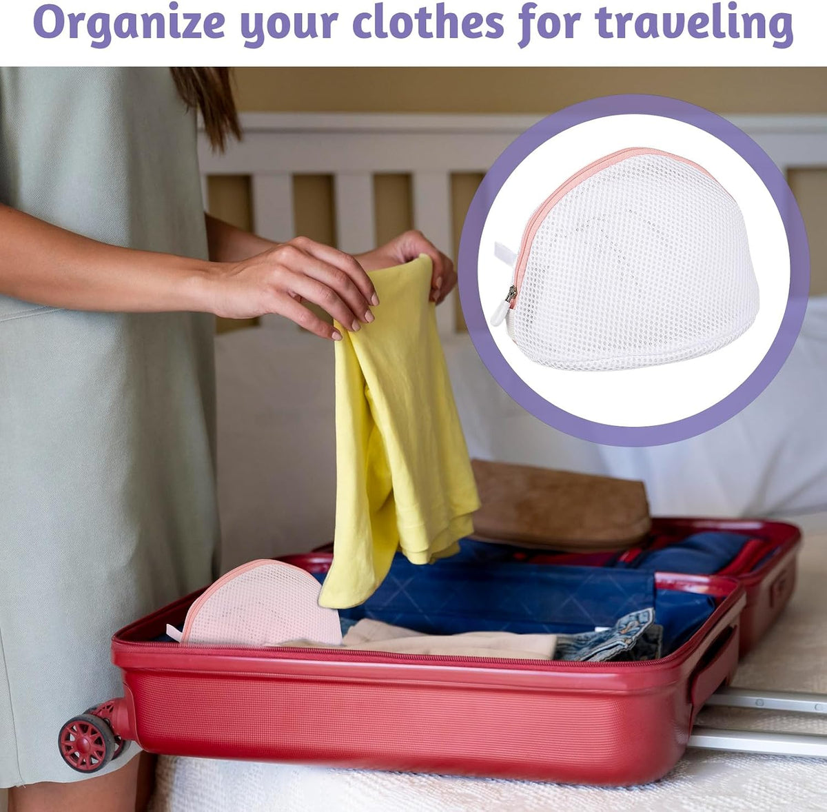 Giantree 3 Pcs Bra Washing Bags, Mesh Wash Bag for Bras with Zipper Large
