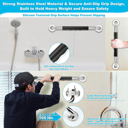 3 Pack 16-Inch Grab Bars for Bathtubs and Showers, Bathroom Shower Grab Bar
