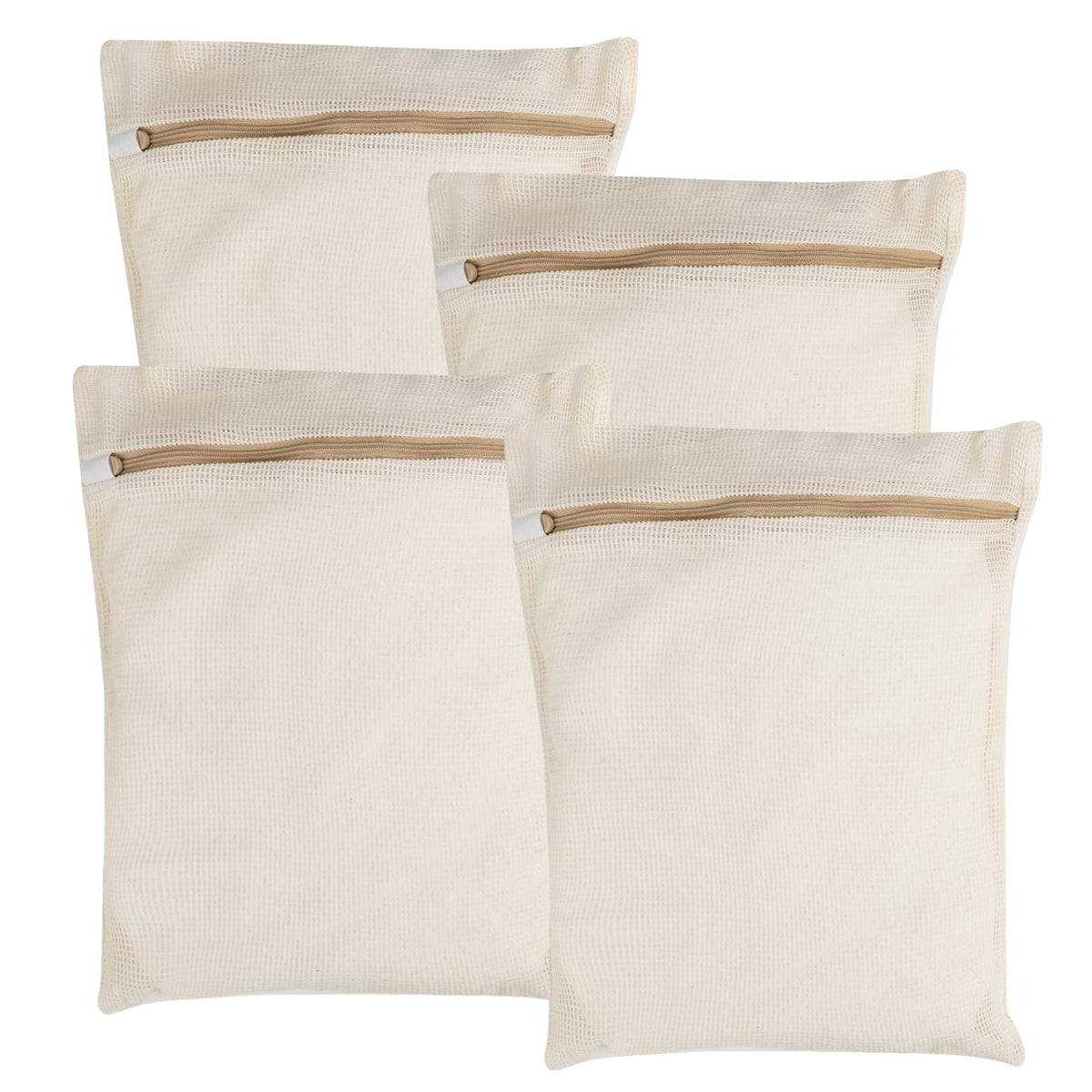 4-Piece Large Durable Organic Cotton Mesh Laundry Bags with Sturdy Zippers and Breathable Mesh are Delicate Laundry Bags for Underwear, Clothes, Pants and Socks