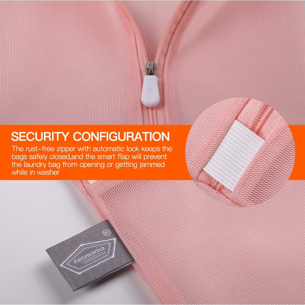 Kimmama Lingerie Bag for Washing Delicates, Pink Bra Bags for Laundry, 5pcs