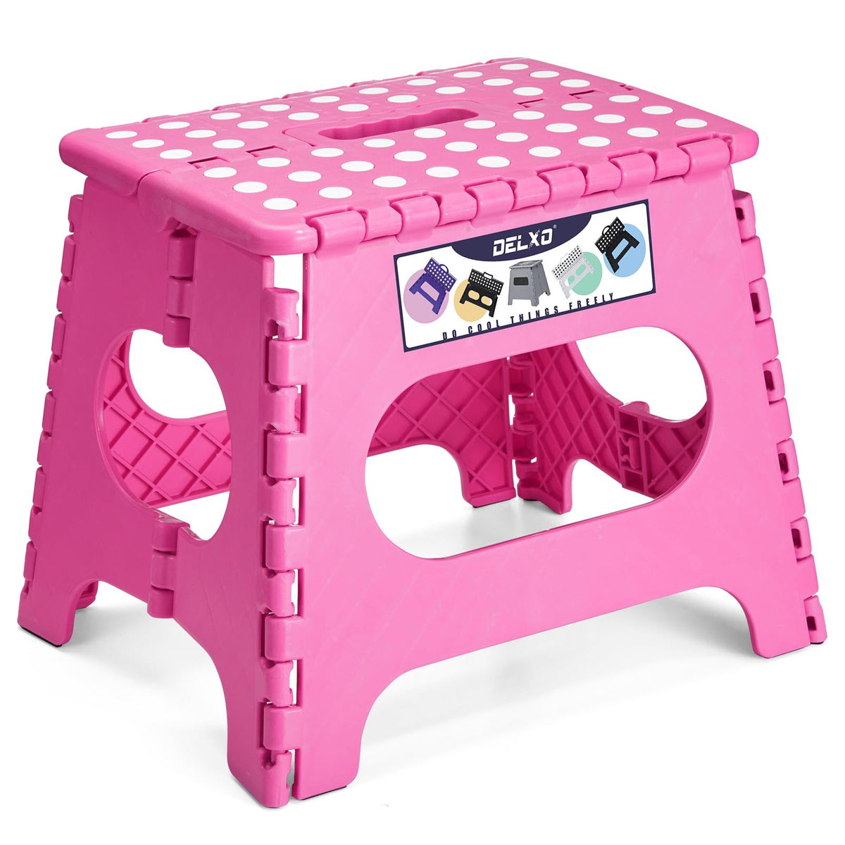 Delxo Folding Step Stool 13 Inch,300 Lbs Step Stool for Adults Black