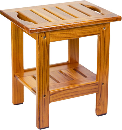 Utoplike Teak Shower Stool, Compact Showers Bench, Foot Rest Shaving Legs