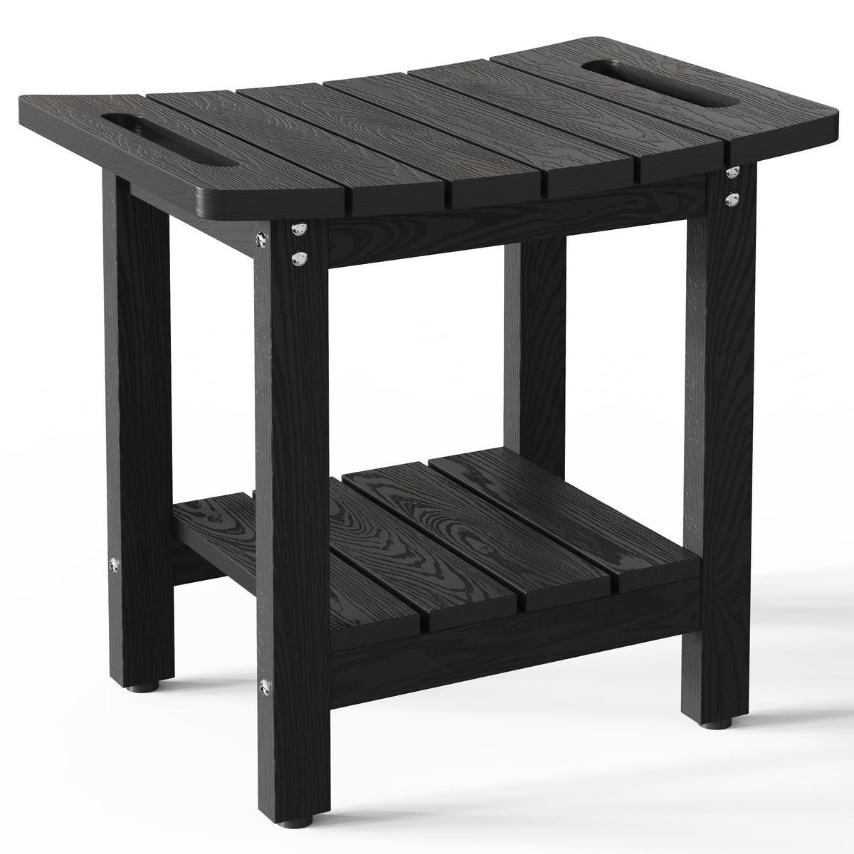 HIPS Shower Benches for Inside Shower, Shower Stool with Space-Efficient Storage Shelf, Waterproof Shower Chair Seat for Spa Bathroom(Black)