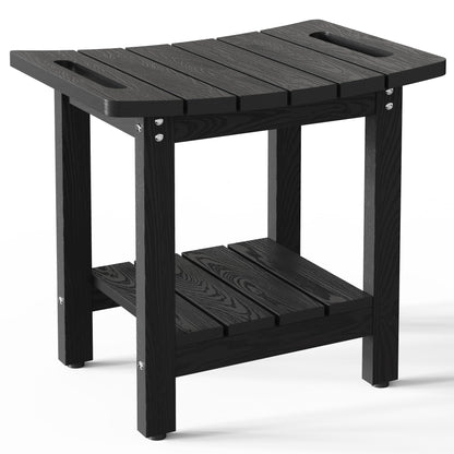 HIPS Shower Benches for Inside Shower, Shower Stool with Space-Efficient Storage Shelf, Waterproof Shower Chair Seat for Spa Bathroom(Black)