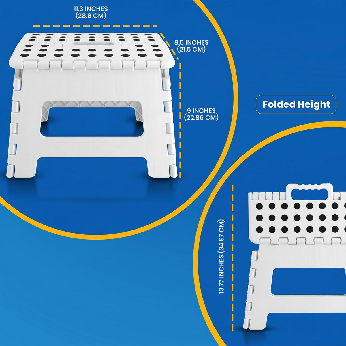 Utopia Home Folding Step Stool 9 Inch, Anti-Slip, White, 1-Pack