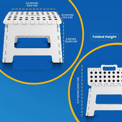 Utopia Home Folding Step Stool 9 Inch, Anti-Slip, White, 1-Pack